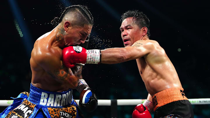 Boxing legend Manny Pacquiao fights Mario Barrios at MGM Grand Garden Arena Boxing legend Manny Pacquiao fights Mario Barrios at MGM Grand Garden Arena