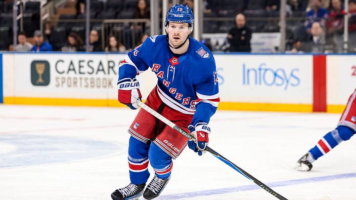 Apr 5, 2026; New York, New York, USA; New York Rangers left wing Alexis Lafreniere (13) skates against the Washington Capitals during the second period at Madison Square Garden. Mandatory Credit: Danny Wild-Imagn Images Apr 5, 2026; New York, New York, USA; New York Rangers left wing Alexis Lafreniere (13) skates against the Washington Capitals during the second period at Madison Square Garden. Mandatory Credit: Danny Wild-Imagn Images