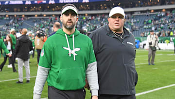 Dec 29, 2024; Philadelphia, Pennsylvania, USA; Philadelphia Eagles head coach Nick Sirianni and chief security officer Dom DiSandro after win against the Dallas Cowboys at Lincoln Financial Field. Mandatory Credit: Eric Hartline-Imagn Images