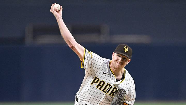 Sep 22, 2025; San Diego, California, USA; San Diego Padres starting pitcher Nick Pivetta #27 delivers during the first inning against the Milwaukee Brewers at Petco Park. Mandatory Credit: Denis Poroy-Imagn Images