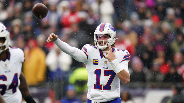 Bills quarterback Josh Allen directed five consecutive touchdown drives to rally Buffalo past New England on Sunday. Bills quarterback Josh Allen directed five consecutive touchdown drives to rally Buffalo past New England on Sunday.