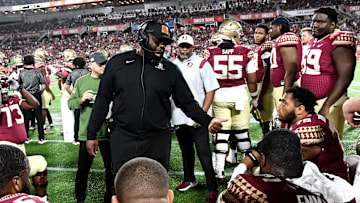 Dec 29, 2022; Orlando, Florida, USA; Florida State Seminoles offensive coordinator Alex Atkins in