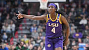 LSU Tigers guard Flau'Jae Johnson reacts after a play against the UCLA Bruins during the NCAA Tournament.