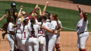 May 19 2024; Tuscaloosa, AL, USA; Alabama players celebrate their regional championship at Rhoads Stadium Sunday. Alabama defeated Southeastern Louisiana 12-2 in 5 innings to advance to the Super Regional.