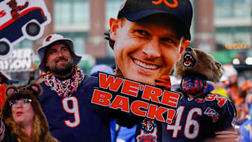 Chicago Bears fans hold up a sign before the first round of the 2025 NFL Draft on Thursday, April 24, 2025, at Lambeau Field in Green Bay, Wisconsin. The draft runs through April 26.
Tork Mason/USA TODAY NETWORK-Wisconsin