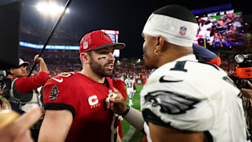 Baker Mayfield, Jalen Hurts, Philadelphia Eagles v Tampa Bay Buccaneers