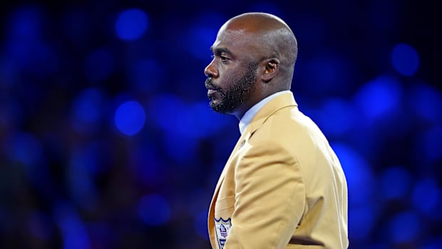 NFL Hall of Fame player Marshall Faulk during the Pro Football Hall of Fame Game-Enshrinees' Gold Jacket Dinner at Canton Mem