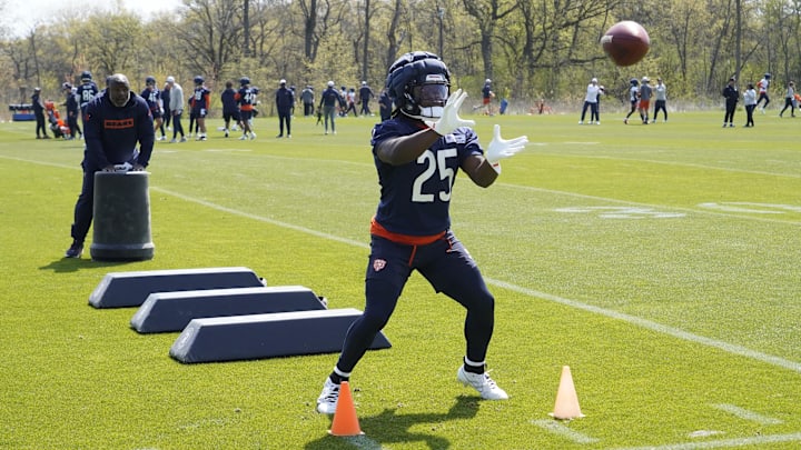 The hands displayed by Kyle Monangai during drills and 7-on-7 at rookie camp came across as a pleasant surprist. The hands displayed by Kyle Monangai during drills and 7-on-7 at rookie camp came across as a pleasant surprist.
