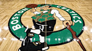 Feb 28, 2025; Boston, Massachusetts, USA; The Boston Celtics logo is seen on the court beofre the game between the Boston Celtics and the Cleveland Cavaliers at TD Garden. Mandatory Credit: Winslow Townson-Imagn Images