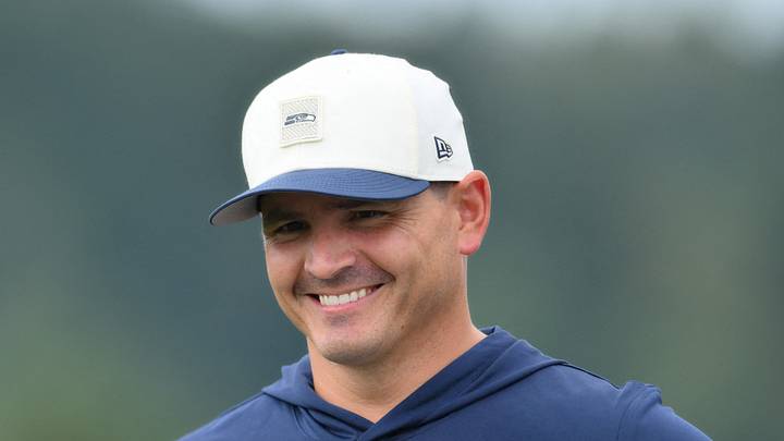 Seattle Seahawks head coach Mike Macdonald during the first training camp session