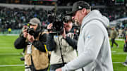 Dan Campbell walks off the field after his Lions suffered a Sunday Night Football defeat.