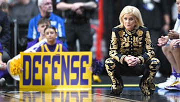 LSU Lady Tigers head coach Kim Mulkey looks on against the NC State Wolfpack in the Sweet 16 of the NCAA Tournament.