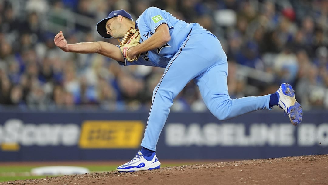 Apr 1, 2026; Toronto, Ontario, CAN; Toronto Blue Jays pitcher Tyler Rogers (71) pitches to the Colorado Rockies during the seventh inning at Rogers Centre. Mandatory Credit: John E. Sokolowski-Imagn Images Apr 1, 2026; Toronto, Ontario, CAN; Toronto Blue Jays pitcher Tyler Rogers (71) pitches to the Colorado Rockies during the seventh inning at Rogers Centre. Mandatory Credit: John E. Sokolowski-Imagn Images
