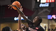 Washington State's Candace Kpetikou blocks a shot against Texas Tech in a non-conference women's basketball game Saturday, Nov. 16, 2024, at United Supermarkets Arena.