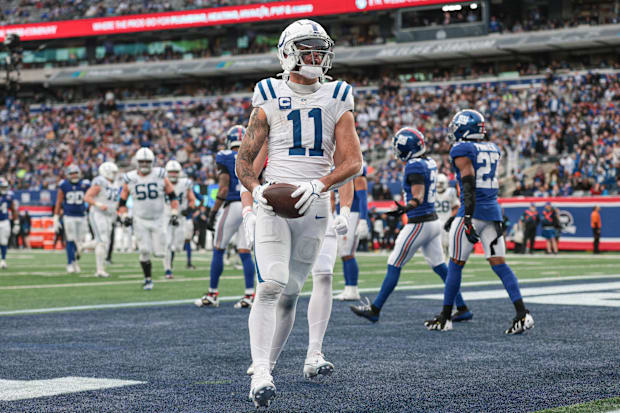 Indianapolis Colts wide receiver Michael Pittman Jr. (11) celebrates his touchdown.