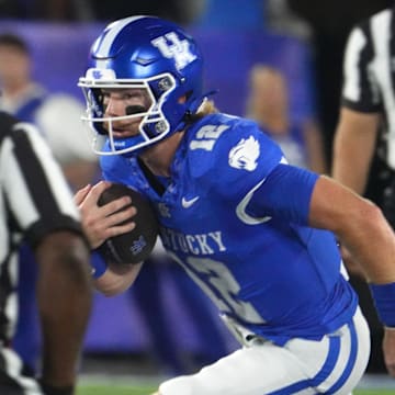 Kentucky’s Brock Vandagriff ran with the football against Southern Miss Saturday night at Kroger Field.
Aug. 31, 2024