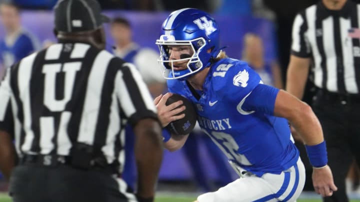 Kentucky’s Brock Vandagriff ran with the football against Southern Miss Saturday night at Kroger Field.
Aug. 31, 2024