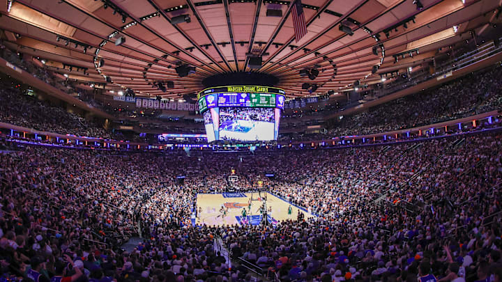 May 10, 2025; New York, New York, USA; A view from the stands during game three of the second round for the 2025 NBA Playoffs between the Boston Celtics and the against the New York Knicks at Madison Square Garden. Mandatory Credit: Wendell Cruz-Imagn Images May 10, 2025; New York, New York, USA; A view from the stands during game three of the second round for the 2025 NBA Playoffs between the Boston Celtics and the against the New York Knicks at Madison Square Garden. Mandatory Credit: Wendell Cruz-Imagn Images