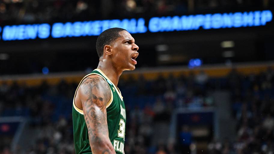 South Florida Bulls forward Izaiyah Nelson reacts during the second half against the Louisville Cardinals.