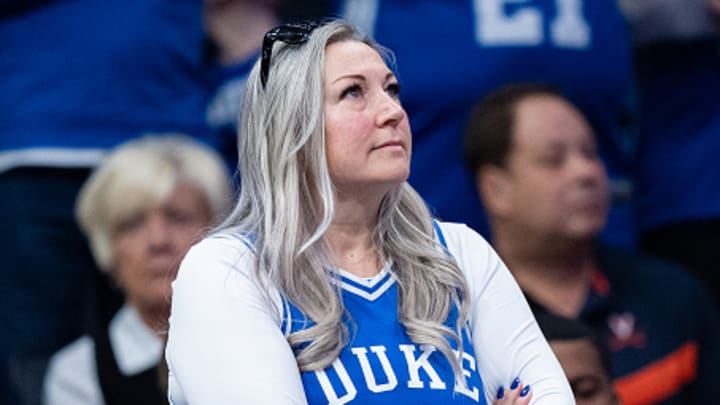 Kelly Flagg, the mother of Duke's Cooper Flagg, stands on the sidelines. Kelly Flagg, the mother of Duke's Cooper Flagg, stands on the sidelines.