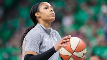 Oct 20, 2016; Minneapolis, MN, USA; Minnesota Lynx forward Maya Moore (23) warms up before the game against the Los Angeles Sparks in game five of the WNBA Finals. at Target Center. Mandatory Credit: Brad Rempel-Imagn Images