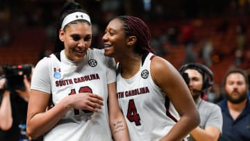 South Carolina basketball legends Kamilla Cardoso and Aliyah Boston
