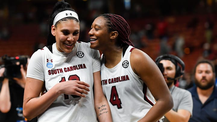 South Carolina basketball legends Kamilla Cardoso and Aliyah Boston