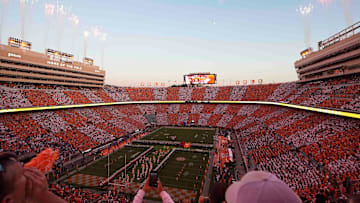 Tennessee runs through the Power T before a game between Florida and Tennessee inside Neyland Stadium, Saturday, Oct. 12, 2024.