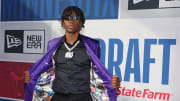 Jun 26, 2024; Brooklyn, NY, USA; Ja'Kobe Walter arrives for the first round of the 2024 NBA Draft at Barclays Center. Mandatory Credit: Brad Penner-USA TODAY Sports