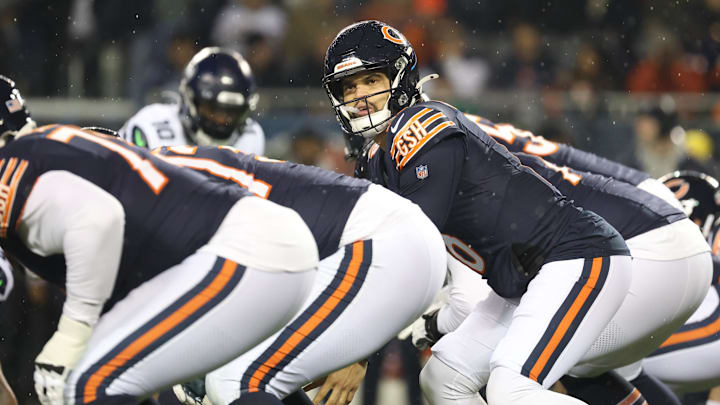 Caleb Williams looks things over before the snap against Seattle. Maybe he'd have had a better idea what to look for if he had been told what to watch for on film. Caleb Williams looks things over before the snap against Seattle. Maybe he'd have had a better idea what to look for if he had been told what to watch for on film.