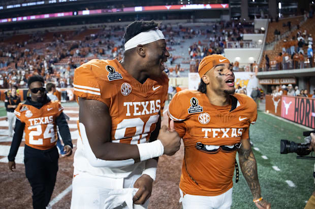 Malik Agbo celebrates beating Clemson in the College Football Playof