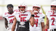 Louisville Cardinals wide receiver Antonio Meeks (15) during a recent practice on August 4, 2025 before the start of the 2025 football season.