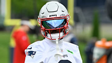 Jun 9, 2025; Foxborough, MA, USA; New England Patriots wide receiver Stefon Diggs (8) warms up during minicamp at Gillette Stadium. Mandatory Credit: Eric Canha-Imagn Images
