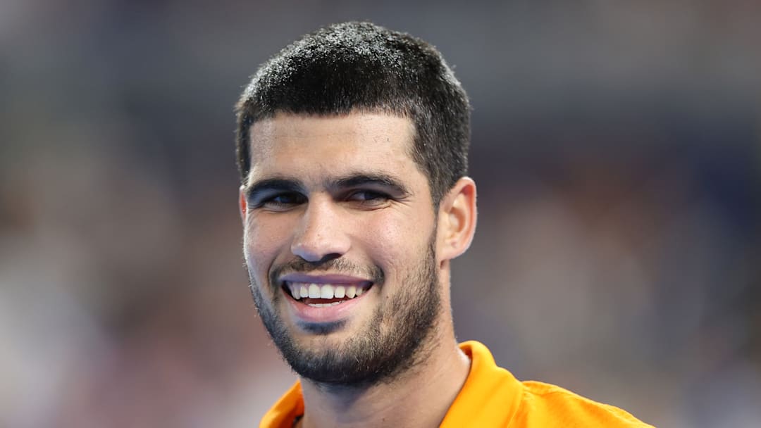 Carlos Alcaraz smiles at the Miami Invitational 2025