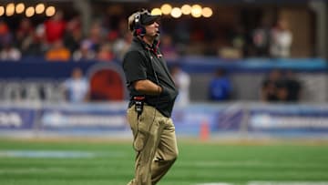 Aug 31, 2024; Atlanta, Georgia, USA; Georgia Bulldogs head coach Kirby Smart on the field against the Clemson Tigers in the first quarter at Mercedes-Benz Stadium. Mandatory Credit: Brett Davis-Imagn Images
