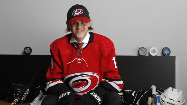 Carolina Hurricanes prospect Anttoni Honka after being drafted in 2019.