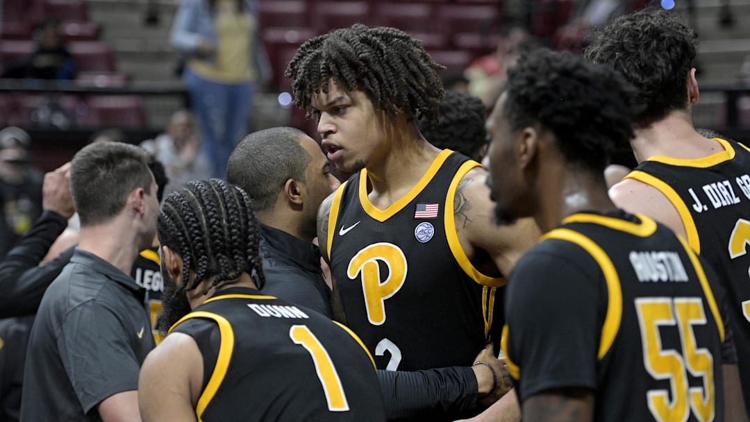 Jan 15, 2025; Tallahassee, Florida, USA; Pittsburgh Panthers forward Cameron Corhen (2) reacts after the game against the Florida State Seminoles at Donald L. Tucker Center. Mandatory Credit: Melina Myers-Imagn Images