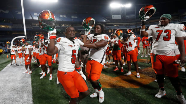 Florida A&M celebrates after winning 