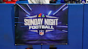 A general view of the Sunday Night Football banner prior to the game between the New York Giants and Buffalo Bills at Highmark Stadium.