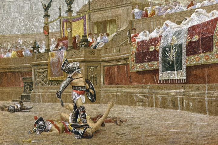 Gladiators in the Roman arena.