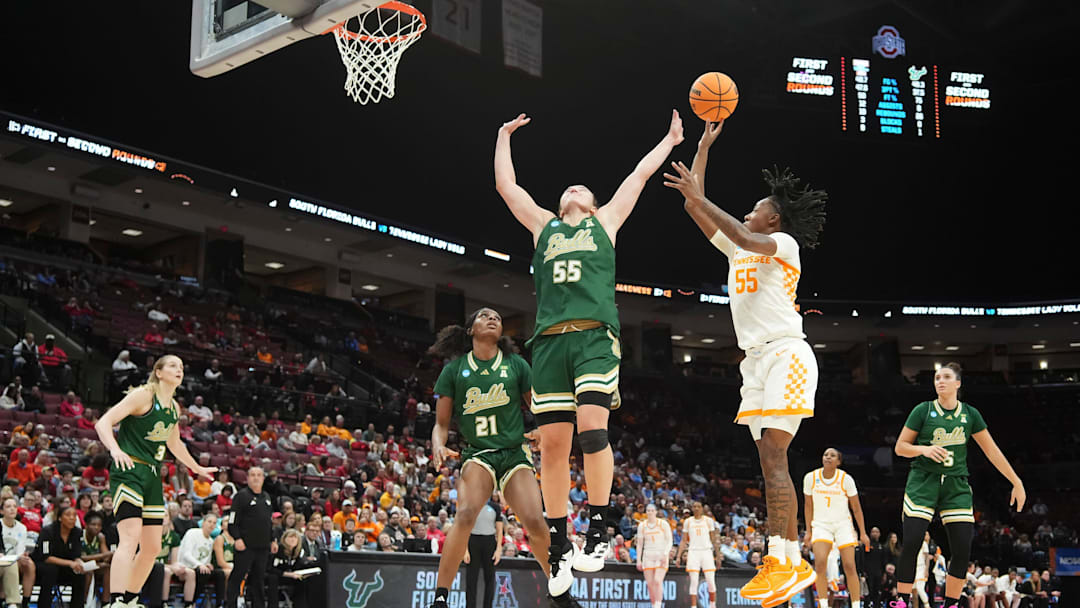 Carla Brito (55) is the American Conference preseason player of the year in women's basketball