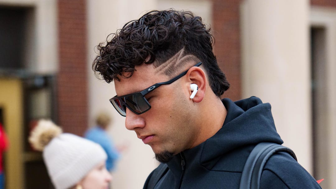 Oct 25, 2025; Lincoln, Nebraska, USA; Nebraska Cornhuskers quarterback Dylan Raiola (15) arrives before the game against the Northwestern Wildcats at Memorial Stadium. 