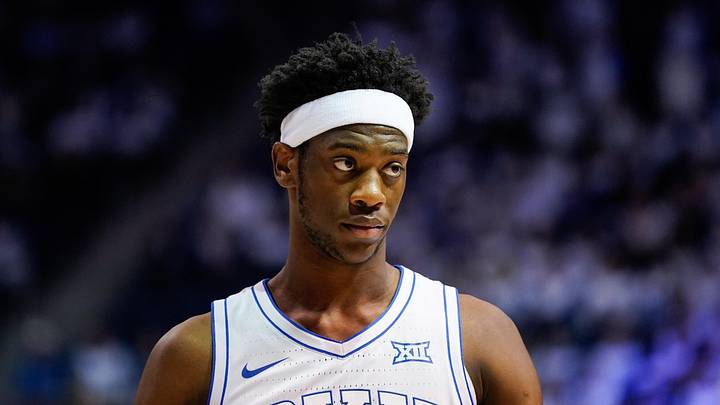 Feb 14, 2026; Provo, Utah, USA; BYU Cougars forward AJ Dybantsa (3) looks on during the second half against the Colorado Buffaloes at the Marriott Center. Mandatory Credit: Aaron Baker-Imagn Images