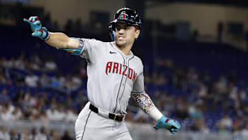 Corbin Carroll celebrates a home run
