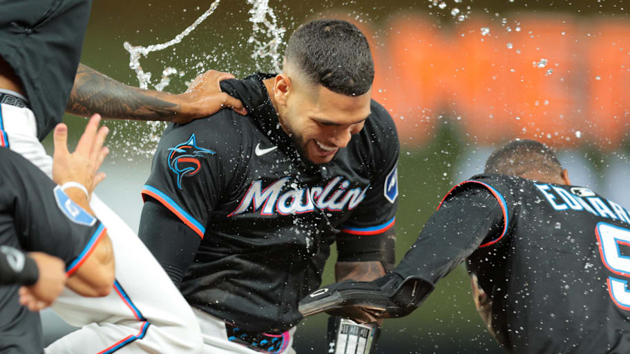Agustín Ramírez hit a chopper that gave the Marlins a miraculous win. | Sam Navarro-Imagn Images
