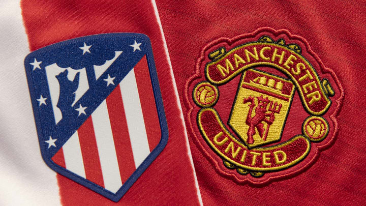 The Atletico Madrid and Manchester United Club Badges