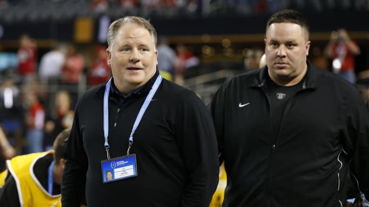 Jan 12, 2015; Arlington, TX, USA; Oregon Ducks former coach Chip Kelly in attendance before the 2015 CFP National Championship Game against the Ohio State Buckeyes at AT&T Stadium. Mandatory Credit: Matthew Emmons-USA TODAY Sports