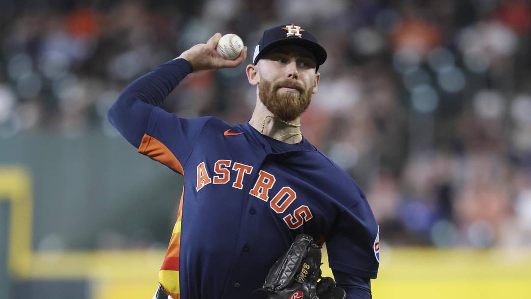 Jun 7, 2026; Houston, Texas, USA; Houston Astros starting pitcher Mike Burrows (50) delivers a pitch during the second inning against the Athletics at Daikin Park. Mandatory Credit: Troy Taormina-Imagn Images