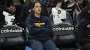 Jul 1, 2025; Minneapolis, Minnesota, USA; Indiana Fever guard Caitlin Clark (22) looks on against the Minnesota Lynx in the second half during the Commissioner's Cup final at Target Center. Mandatory Credit: Jesse Johnson-Imagn Images
