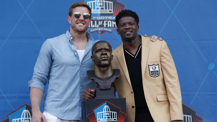 Former Houston Texans defensive end J.J. Watt and former wide receiver Andre Johnson 